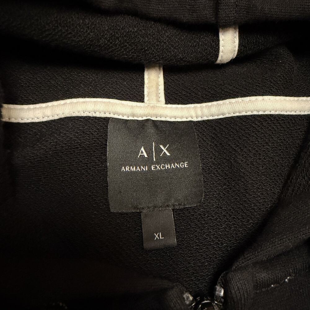 Armani Exchange Hoodie Mens XL Black Spell Out Full Zip Hooded Warm Up - Picture 3 of 6